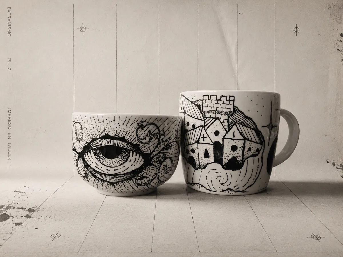 Dos tazas: ojo y castillo